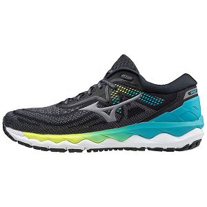 Tenis Para Correr Mizuno Wave Sky 4 Mujer Negros/Azules/Amarillos | Mexico-930548